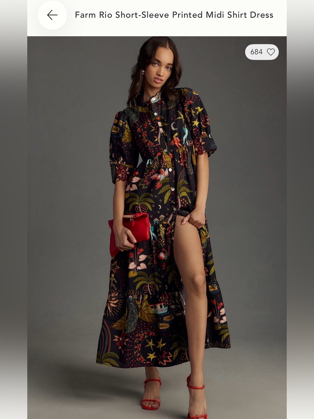 EUC FARM RIO ANTHROPOLOGIE PUFF SLEEVE BUTTONDOWN BLACK TROPICAL MAXI DRESS. M - Picture 13 of 17